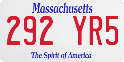 MA license plate 292YR5
