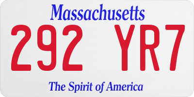 MA license plate 292YR7