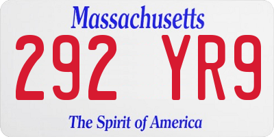 MA license plate 292YR9