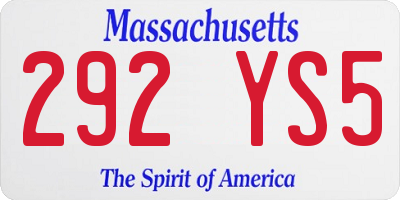 MA license plate 292YS5