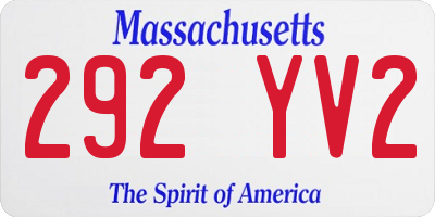MA license plate 292YV2
