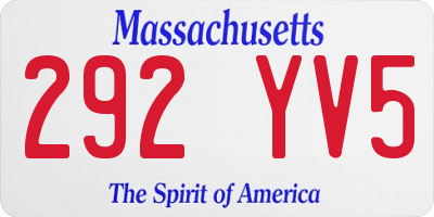 MA license plate 292YV5