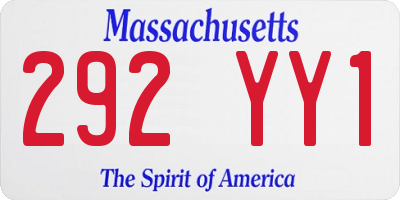MA license plate 292YY1