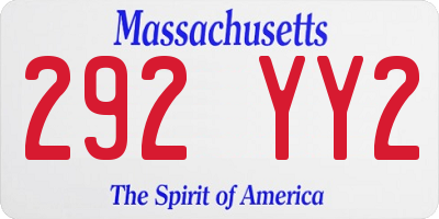 MA license plate 292YY2