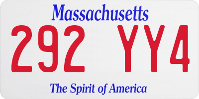 MA license plate 292YY4