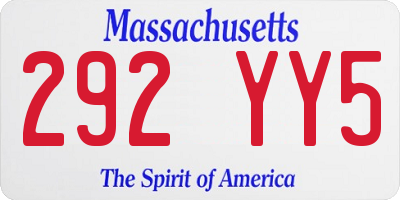 MA license plate 292YY5