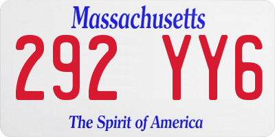 MA license plate 292YY6