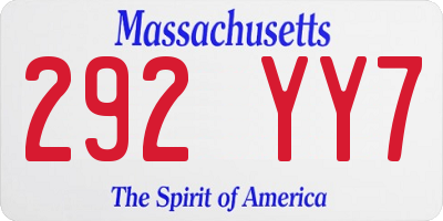 MA license plate 292YY7