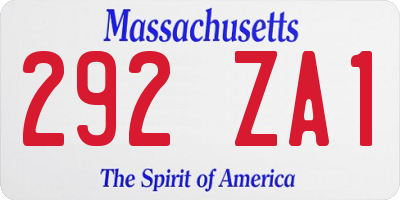 MA license plate 292ZA1