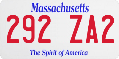MA license plate 292ZA2