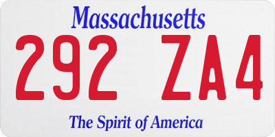 MA license plate 292ZA4