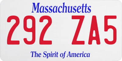 MA license plate 292ZA5