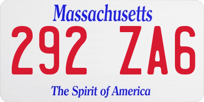 MA license plate 292ZA6