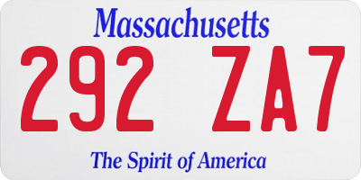MA license plate 292ZA7