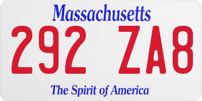 MA license plate 292ZA8