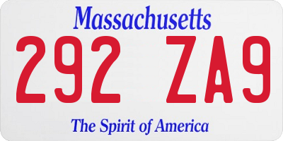 MA license plate 292ZA9