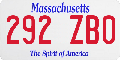 MA license plate 292ZB0
