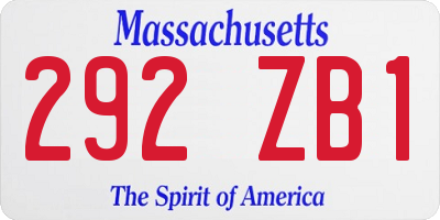 MA license plate 292ZB1