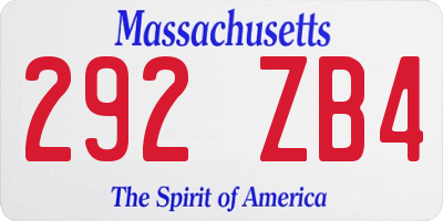 MA license plate 292ZB4