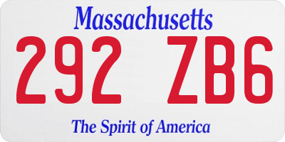 MA license plate 292ZB6