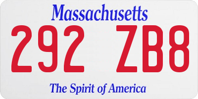 MA license plate 292ZB8