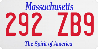MA license plate 292ZB9