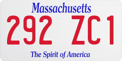 MA license plate 292ZC1