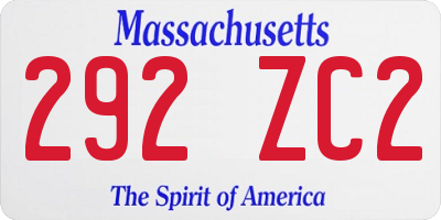 MA license plate 292ZC2