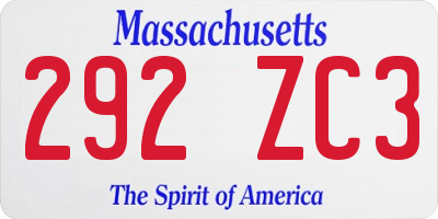 MA license plate 292ZC3