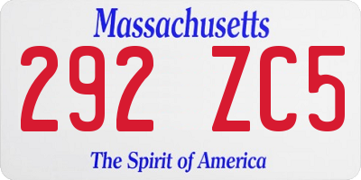MA license plate 292ZC5