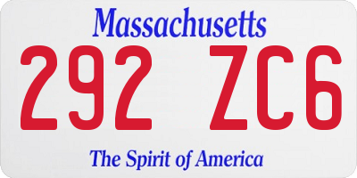 MA license plate 292ZC6
