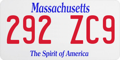 MA license plate 292ZC9