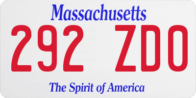 MA license plate 292ZD0