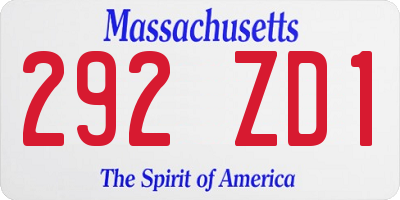 MA license plate 292ZD1