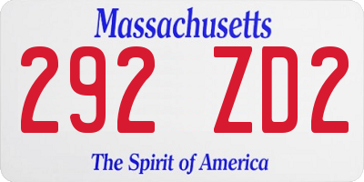 MA license plate 292ZD2