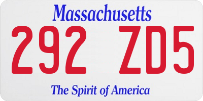 MA license plate 292ZD5