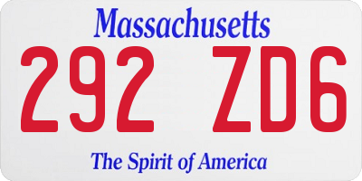MA license plate 292ZD6