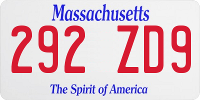 MA license plate 292ZD9
