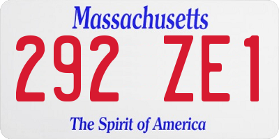 MA license plate 292ZE1