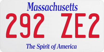 MA license plate 292ZE2