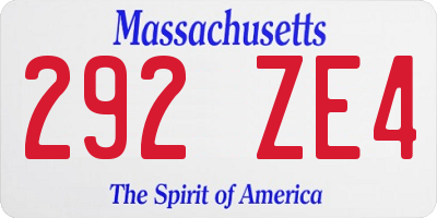 MA license plate 292ZE4