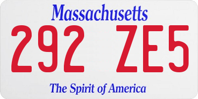 MA license plate 292ZE5