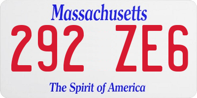 MA license plate 292ZE6