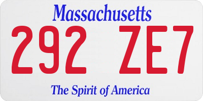 MA license plate 292ZE7