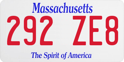 MA license plate 292ZE8