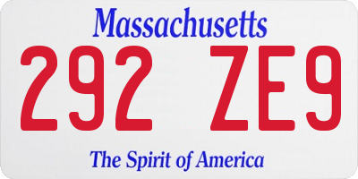 MA license plate 292ZE9