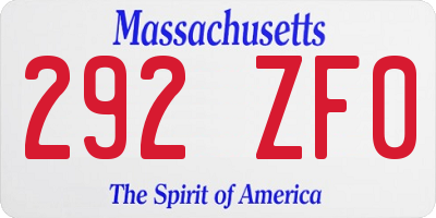 MA license plate 292ZF0