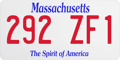 MA license plate 292ZF1