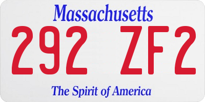 MA license plate 292ZF2