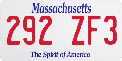 MA license plate 292ZF3